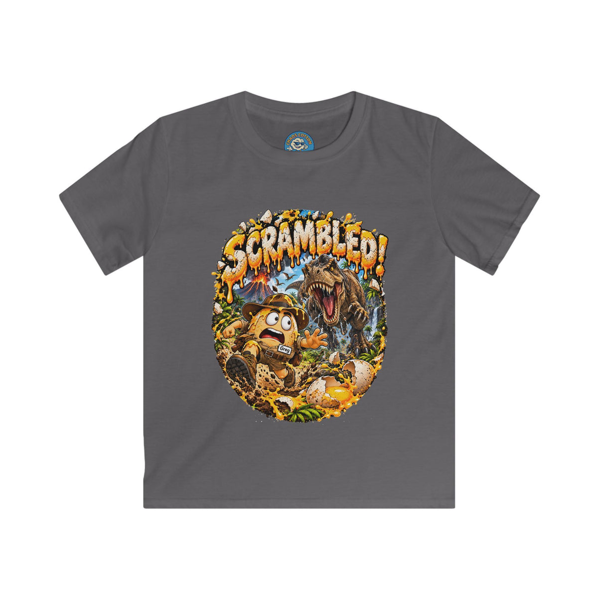 Greg the Egg "Scrambled Dinosaur" Kids T-Shirt