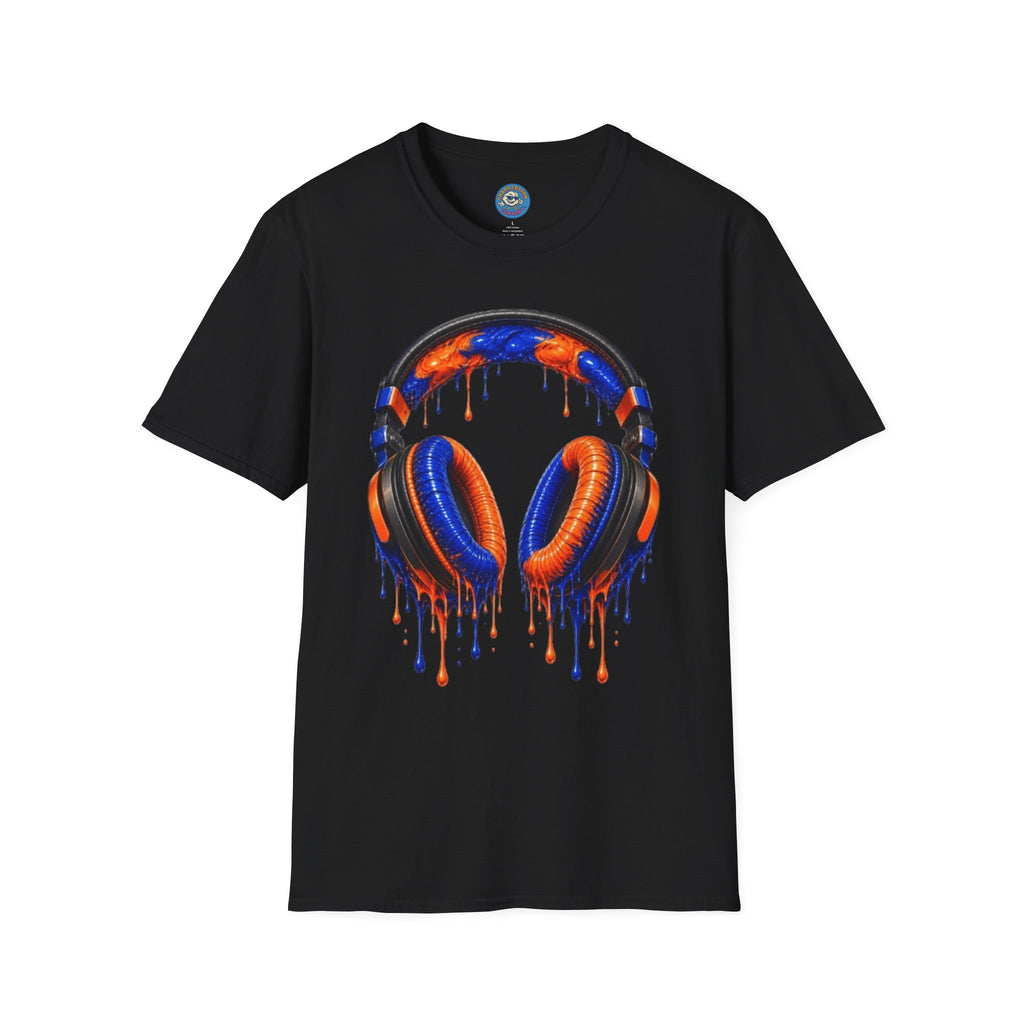 Orange and Blue Drip Headphones T-Shirt
