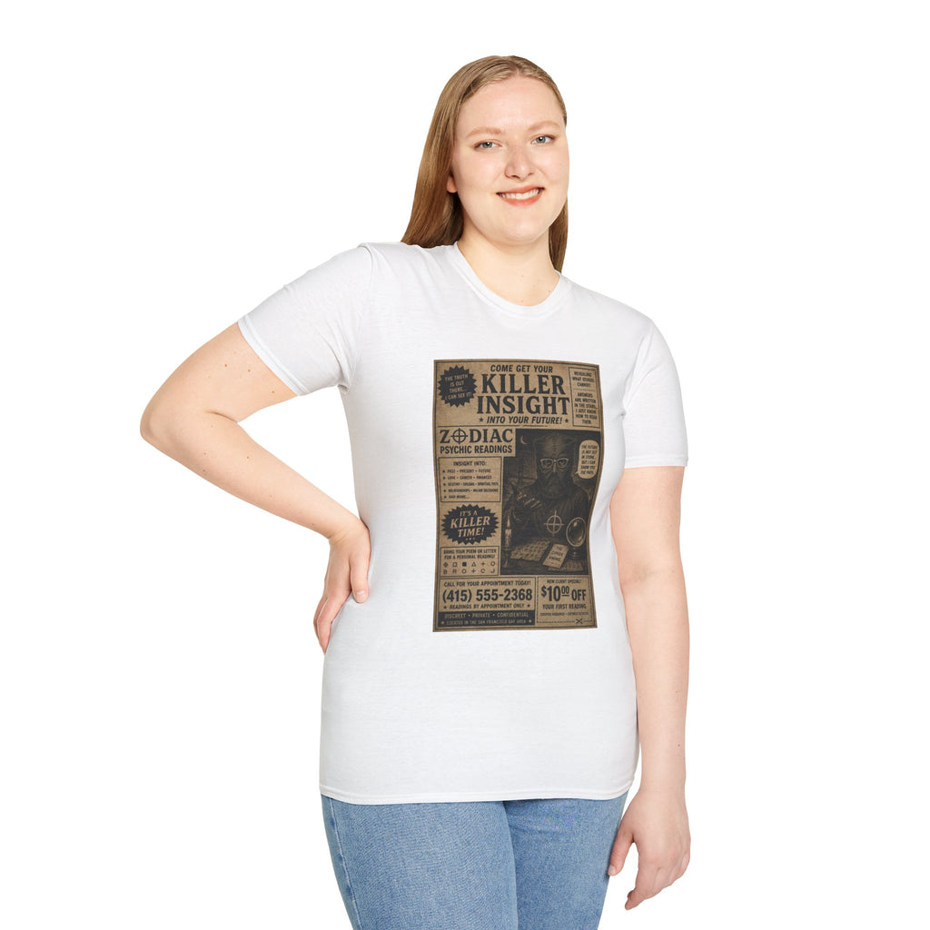 Killer Insight Vintage Newspaper Ad T-Shirt | Zodiac Psychic Readings