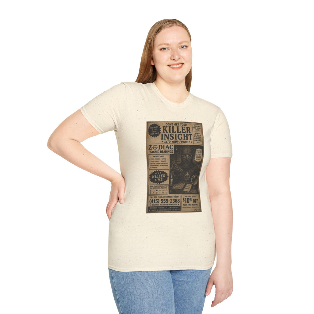 Killer Insight Vintage Newspaper Ad T-Shirt | Zodiac Psychic Readings