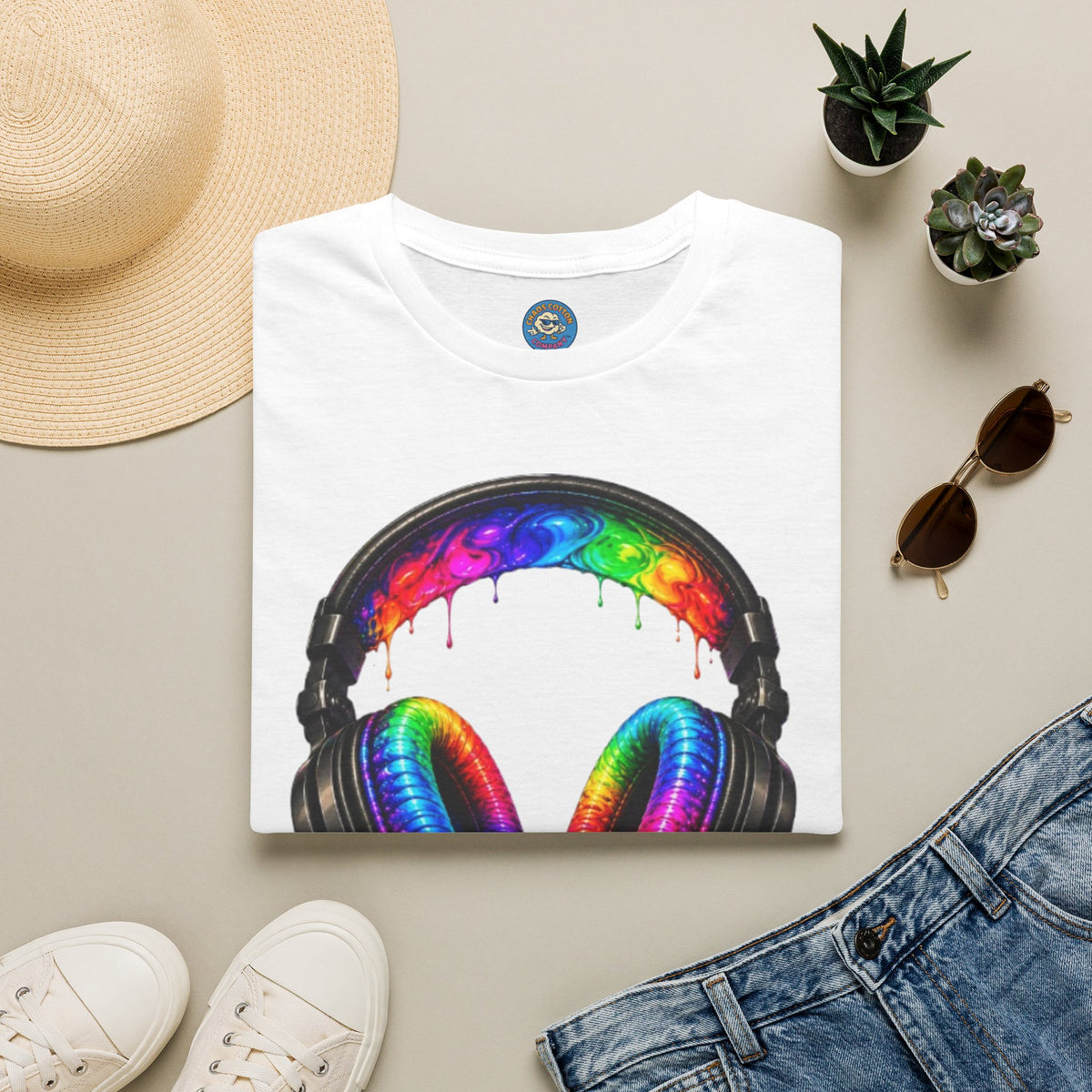 Rainbow Drip Headphones T-Shirt