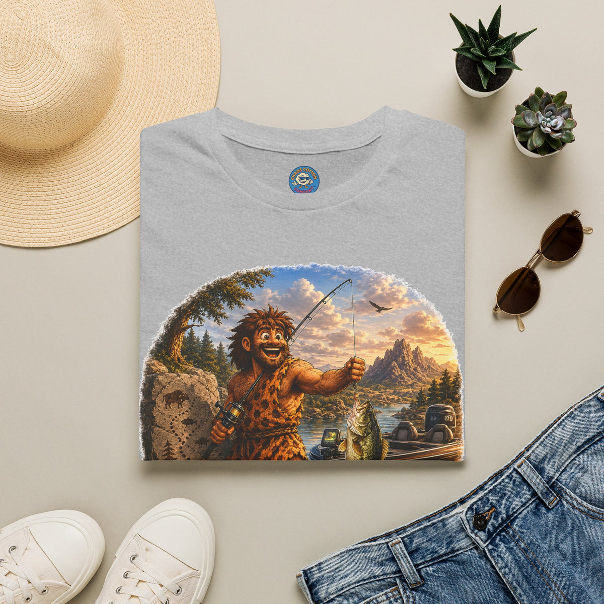 Caveman Goes Fishing T-Shirt