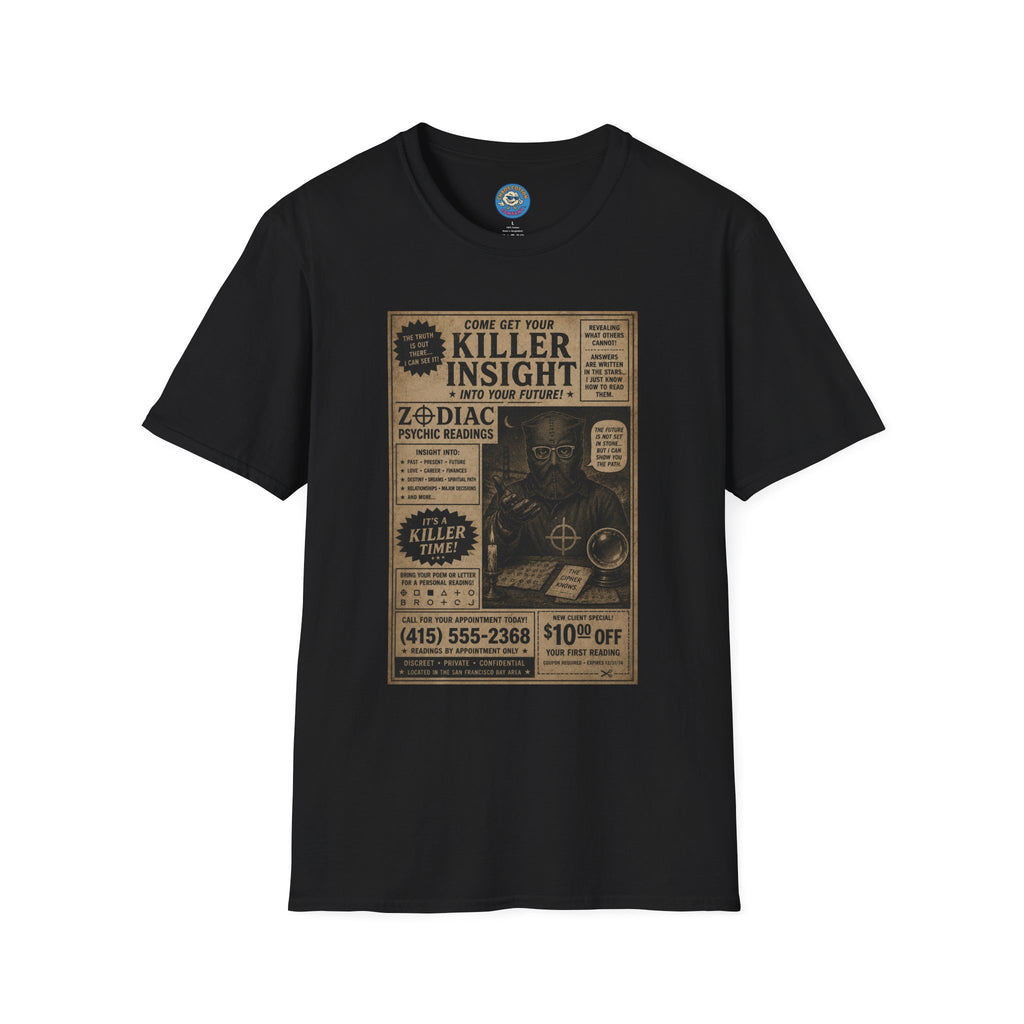 Killer Insight Vintage Newspaper Ad T-Shirt | Zodiac Psychic Readings